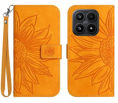 Coverup Hoesje - Geschikt voor Xiaomi 17 Hoesje - Coverup Zonnebloem Book Case met Koord - Oranje