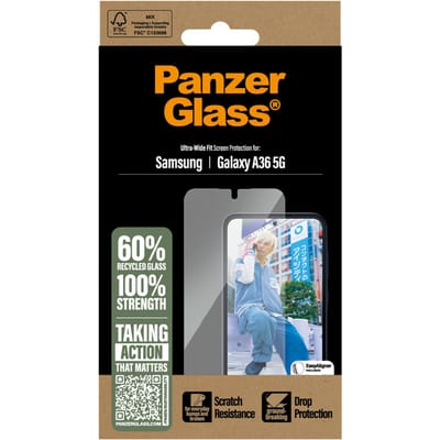 PanzerGlass Screenprotector geschikt voor Samsung Galaxy A36 Glazen | PanzerGlass Ultra-Wide Fit Screenprotector - Case Friendly