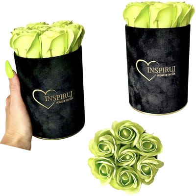 Inspiruj - Flowerbox - Zwarte Doos - Rozen - Groene Bloemen
