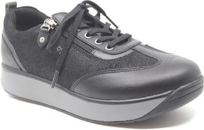 Joya, LAURA BLACK II, 904cas, Zwarte dames sneaker wijdte H met schokdempende PU zolen