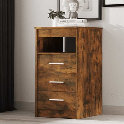 vidaXL - Ladekast - 40x50x76 - cm - bewerkt - hout - gerookt - eikenkleurig