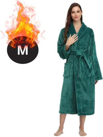 Bovista Badjas Dames - Fleece - Katoen - Badstof - Sauna - Hamam - Wafel - Bathrobe - Duster - Ochtendjas - Spa - Kimono - Groen M