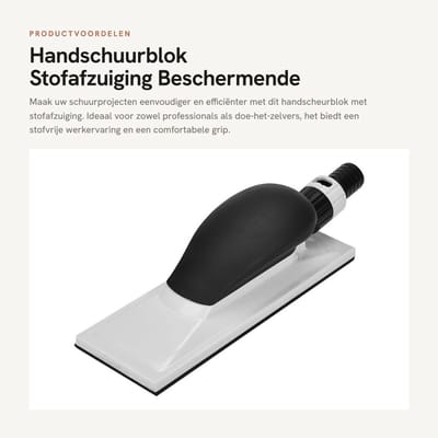 Dailygoods- Handschuurblok 200 x 70 mm - Stofafzuiging - Lichtgewicht - Flexibel - Handvat - Geschikt voor houtpolijsten - Schuurmachine