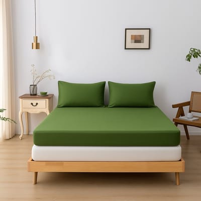 Bamboe hoeslaken Deep Moss donkergroen 160x200 cm – Topdekmatras hoeslaken, zacht, ademend & hypoallergeen | Boomba Bamboo®