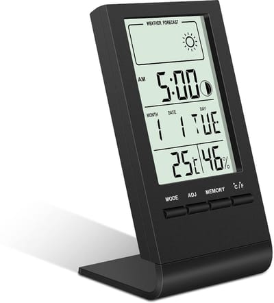 Binnenthermometer Hygrometer, LCD Digitale Thermometer Hygrometer Hoge Precisie, Nauwkeurige Kantoorthermometer, Digitale Thermometer Hygrometer voor Thuis (Zwart)