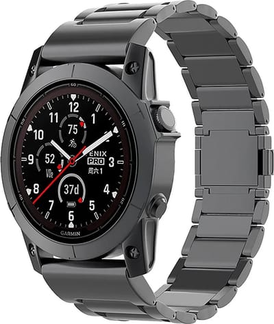 Strap-it Magnetische titanium schakel band - geschikt voor Garmin Fenix 5 (Plus) / 6 (Pro) / 7 (Pro - Sapphire - Solar) / 8 - 47mm / Fenix E / Quatix 5 / 6 / 7 / Forerunner 965 / 955 / 945 / 935 / 745 (zwart)