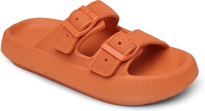 Geweo Slippers - Badslippers met Gesp - Wandelsandalen Strandschoenen - Verstelbaar Zacht Straps - Dames - Oranje - Maat 3940