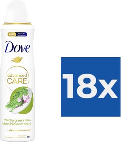 Dove Deospray - Awakening Ritual Green Tea 150ml - Voordeelverpakking 18 stuks