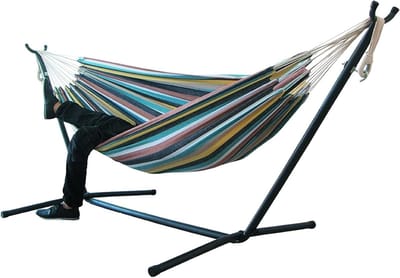Hangmat Schommelstoel - Dubbele Hangmat - Ontspannen Buiten - Verstevigd Canvas - 200x150cm - Rood