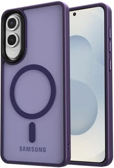 Hoesje Geschikt voor Samsung Galaxy S25 Edge - Compatibel met MagSafe / Qi2 - Matte Beschermhoes - Back Cover met Magneet - Paars