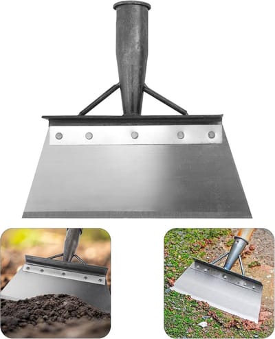 Multifunctionele Reinigingsschep 25 cm - Roestvrijstalen Tuinschep - Onkruidverwijderaar voor Tegels & Mos - Sneeuwschep & Schraper - Exclusief Steel - Zilver
