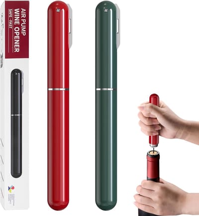 PromoHome 2-in-1 Luchtdruk Wijnopener Set met Foliesnijder - Handige Kurkentrekker voor Wijnliefhebbers, Cadeau voor Wijnliefhebbers