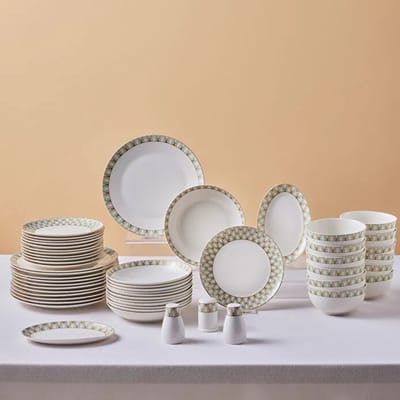 Karaca Forever Emerald - 53-Delig Servies – 12 Persoons – New Bone Serviesset – Dinerborden Soepborden Dessertborden