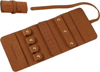 Sieraden Organizer Roll - Reis Etui - Sieraden Opbergen - Grote Capaciteit - 24x10 cm - Bruin