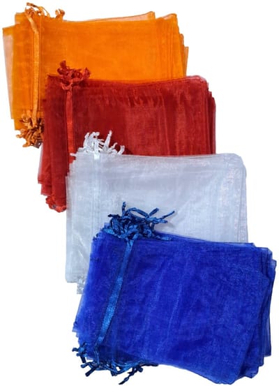 Prigta - Organza Zakjes - 100 stuks - 10x15 cm - Holland Mix - Oranje, Rood, Wit & Blauw - Luxe Cadeauzakjes met Trekkoord