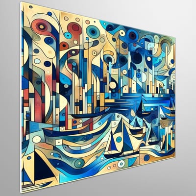 Abstract haven schilderij | Maritieme deining: een abstracte weergave van de haven | Kunst - 60x60 centimeter op Forex | Foto op Forex