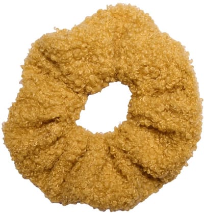 Lajetti - Scrunchie Teddy Okergeel Extra Vol en Luxe - Haarwokkel Haarelastiek