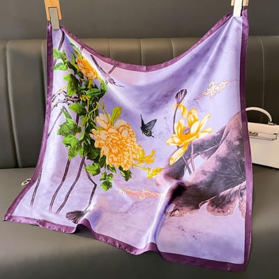 Foulard de mode pour femmes Design Bandeau Ruban Satin Soie Carré Foulards Enroulement Poignet Dame Multiples Styles gray