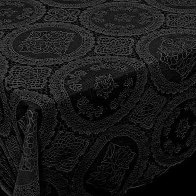 Bellatio design Tafelzeil - antraciet - kanten patroon - 140 x 220 cm - Tuintafelkleed - Dineren - Knutselen