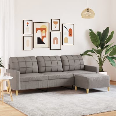 vidaXL - Driezitsbank - met - voetenbank - 210 - cm - stof - taupe