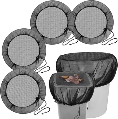Set van 4 Regenwateropvangnetten van 95 cm met Trekkoord, Bescherming Tegen Muggen en Bladeren voor Regenwatertanks