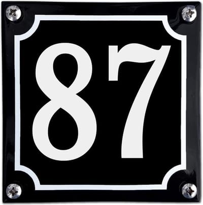 Zwart emaille huisnummer  - 87