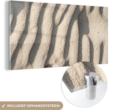 MuchoWow® Glasschilderij 120x60 cm - Schilderij acrylglas - Strand - Zand - Zomer - Foto op glas - Schilderijen