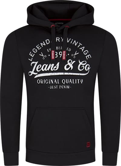 riverso Heren trui RIVArmin regular fit Zwart M Volwassenen Warme Sweater met Vintage Print & Capuchon