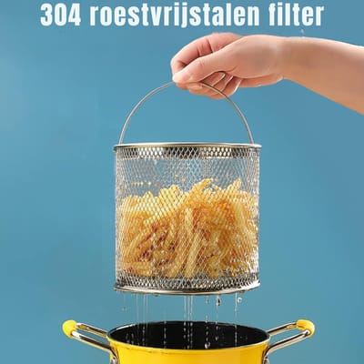 Aurixi® Frituurpan 3 liter - Frituurpan - Geel - ‎17cm x 17cm x 18cm ; 0.97 kg