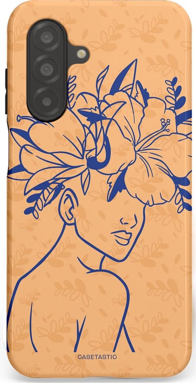 Casetastic hoesje geschikt voor Samsung Galaxy A26 - Dubbellaagse bescherming - Lijn en Bloesem - Fashion Case - Perzik