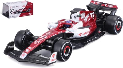 Bburago Alfa Romeo F1 team ORLEN C42 #77 Valtteri Bottas Formule 1 seizoen 2022 in luxe bewaarcase met helm modelauto schaalmodel 1:43