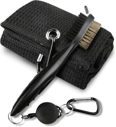 Set van Golf Club Borstel en Microvezeldoek met Carabiner Clip - Wafelpatroon en Effectieve Reinigingstools voor Golfclubs, Ideaal als Golf Cadeau voor Mannen