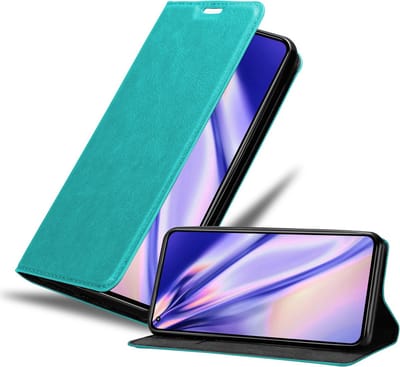 Cadorabo Hoesje geschikt voor Xiaomi Mi 11 LITE (4G / 5G) / 11 LITE NE in BENZINE TURKOOIS - Beschermhoes met magnetische sluiting, standfunctie en kaartvakje Book Case Cover Etui