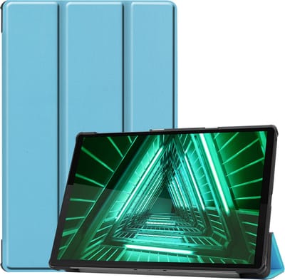 Hoesje - Geschikt voor Lenovo Tab M10 FHD Plus (2e / 2nd Generatie) - Dun & Stevig - Hardcover Book Case - Trifold Bookcase Hoes - Hard Cover - Tablethoes - Lichtblauw