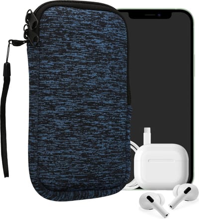 kwmobile telefoontasje universeel geschikt voor XL - 6,7/6,8" smartphones - 17,2 x 8,4 cm - Hoesje met rits en polslusje -In deep ocean / zwart -