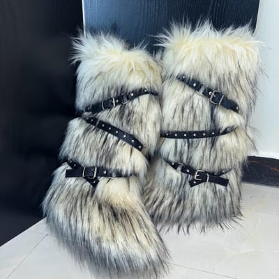 Winterlaarzen Dames Faux Fur Sneeuwlaarzen Warme Platform Lange Laarzen Schattige Pluche Overknee Hoge Laarzen Y2K Meisjes Outdoor Furry Schoenen 38 gray