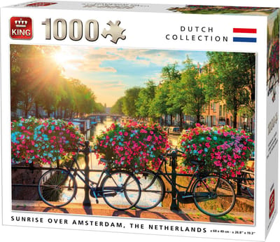King Legpuzzel - Sunrise over Amsterdam - Grachten Amsterdam - Holland Souvenirs - Puzzel 1000 Stukjes (68 x 49 cm)