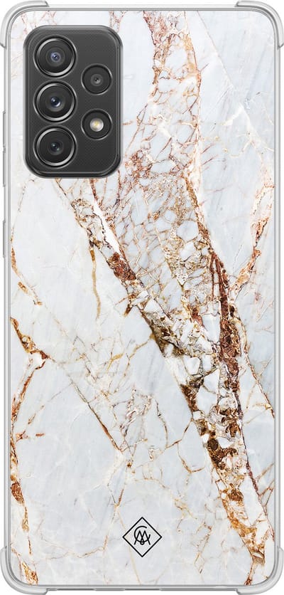 Casimoda® hoesje - Geschikt voor Samsung Galaxy A52 5G - Marmer Goud - Shockproof case - Extra sterk - TPU/polycarbonaat - Goudkleurig, Transparant