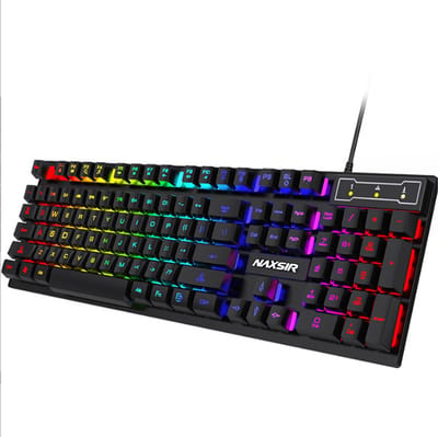 NAXSIR Mechanische Gaming Toetsenbord - RGB Backlight 104-toets, Bedraad, Gemengd Licht, Lettertype met Achtergrondverlichting