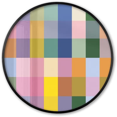 Poster in lijst Rond - Fotolijst 60x60 cm - Posters - Blokken - Vierkant - Patroon - Gekleurd - Ronde posterlijst zwart - Decoratie - Wanddecoratie woonkamer - Muurdecoratie slaapkamer