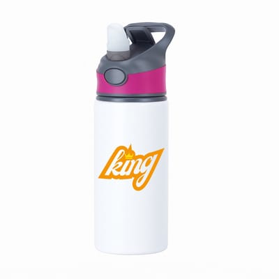 Hacebo® - King waterfles met rietje roze - Koning - een koning - verjaardagscadeau - kroontje - kado - gift - geschenk - water fles - 650ML