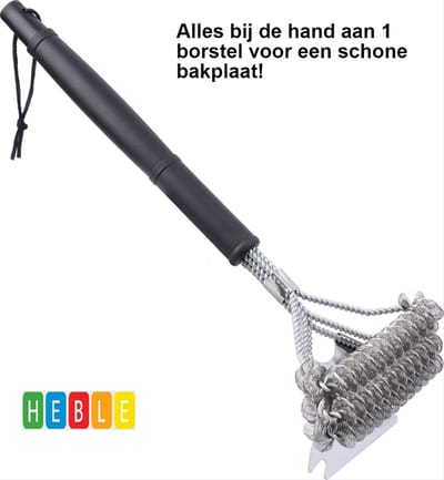 *** BBQ Borstel met Schraper Multifunctioneel - Rooster Reiniger - BBQ Gereedschap - van Heble® ***