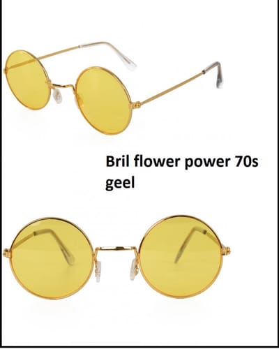 Bril flower power 70s geel - Uilebril John lennon bril beatles rond 70s and 80s disco peace flower power happy together toppers