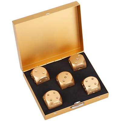 5-delige tafelspelset met dobbelstenen van aluminiumlegering voor pokerspellen, inclusief opbergdoos. Gold square
