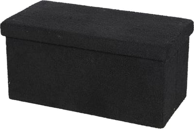 Urban Living Poef Square BOX - hocker - opbergbox - zwart - polyester/mdf - 76 x 38 x 38 cm - opvouwbaar - Extra groot/2-zits model