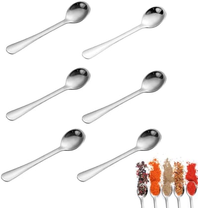 Dailygoods - Kleine lepel van roestvrij staal, 6 kleine lepels van roestvrij staal, 7,5 cm, schattig, mini-kruidenlepel, zout, honing, suiker, kleine lepels