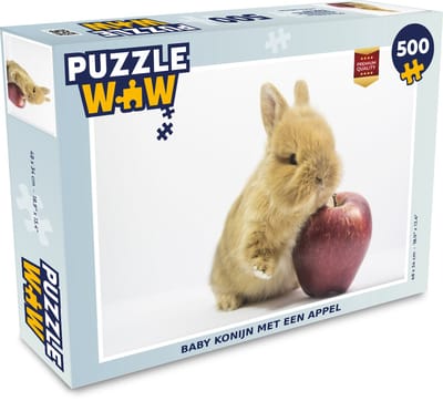 Puzzel Konijn - Baby - Appel - Legpuzzel - Puzzel 500 stukjes
