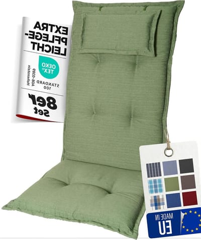 Tuinstoelkussens Set - Kussens Hoge Rug - Buiten Zitten - Extra Dikke Vulling - 8 Stuks - Groen