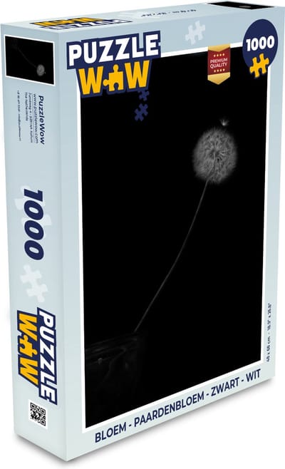 Puzzel Bloemen - Paardenbloem - Zaden - Zwart - Wit - Legpuzzel - Puzzel 1000 stukjes volwassenen