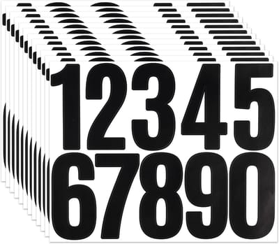 12 Vellen - Brievenbusstickers - Cijfer stickers - Stickervellen Set - Zwart - 21*16.8cm - Vinyl - Geschikt voor binnen en buiten - Huisnummer - Zelfklevend - Voor brievenbus, borden, huisnummers